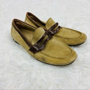 RJ COLT tan leather suede comfort technology mens loafer driving shoes size 10.5